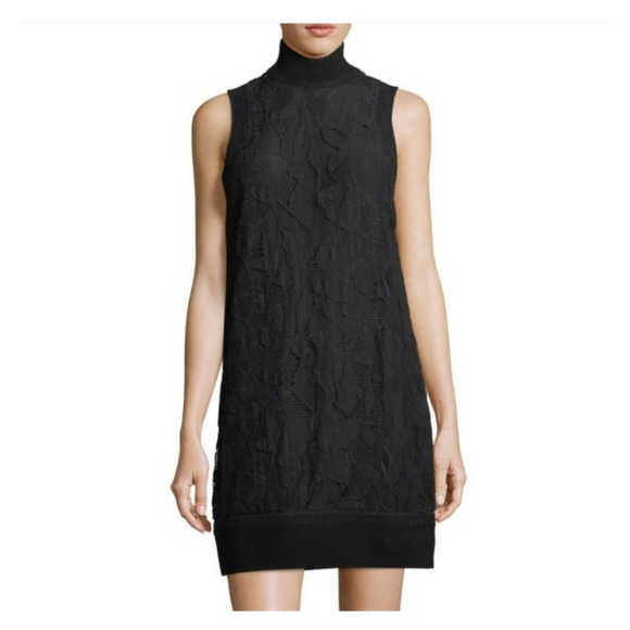 RAG & BONE | SOFIYA LACE MOCK SLEEVELESS FLORAL WOOL BLACK DRESS WOMEN'S SIZE XS - Picture 3 of 17